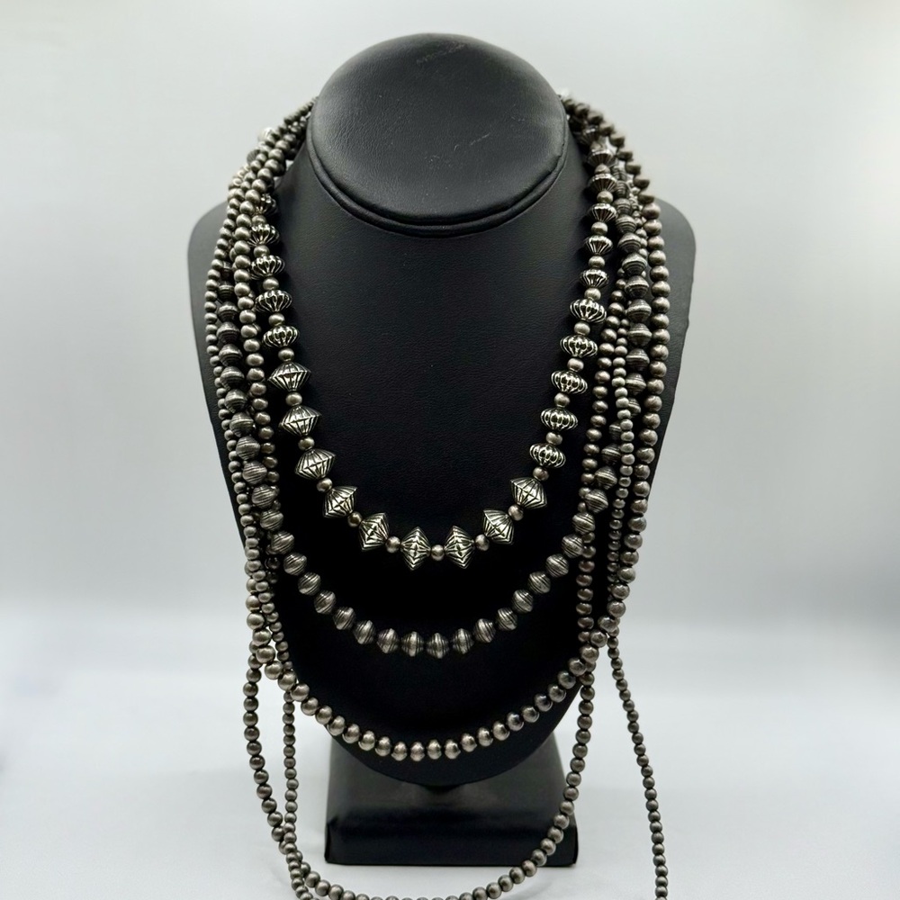 Elegant Silver Beaded Necklace Set